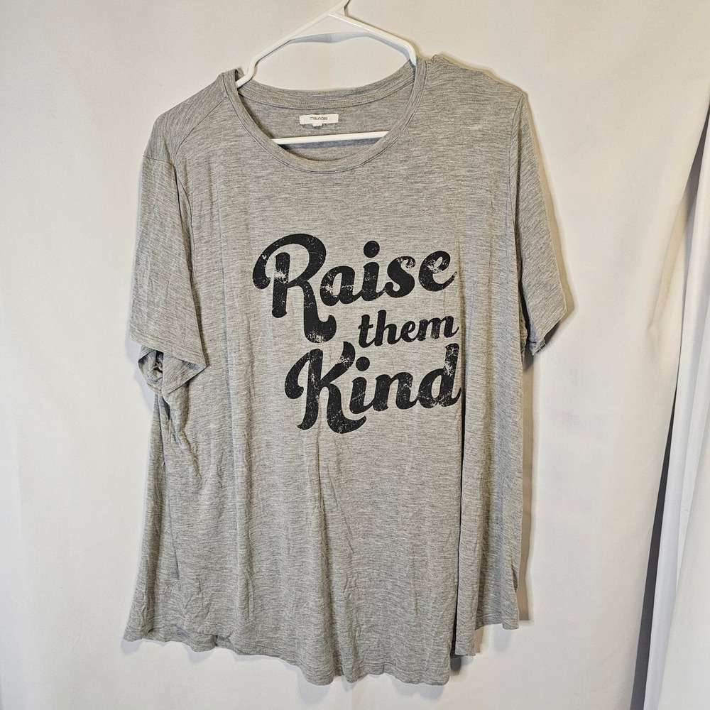 Maurices Womens 1X Heather Grey Raise Them Kind Graphic Tee Short Sleeve Top